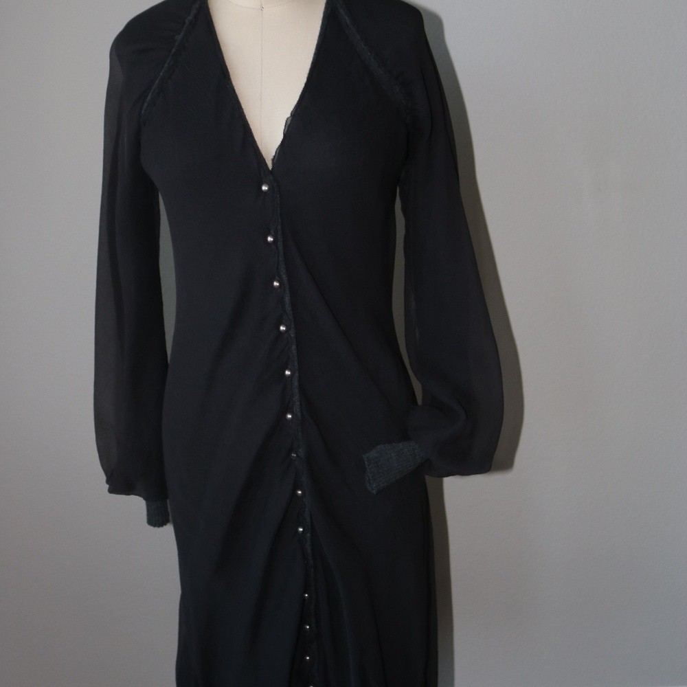 Gray Wool and Chiffon Dress